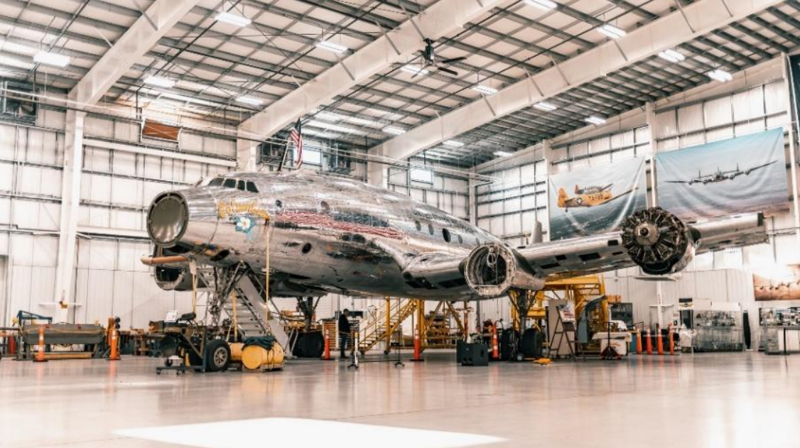 The restoration of the historic Air Force One in progress at Dynamic Aviation